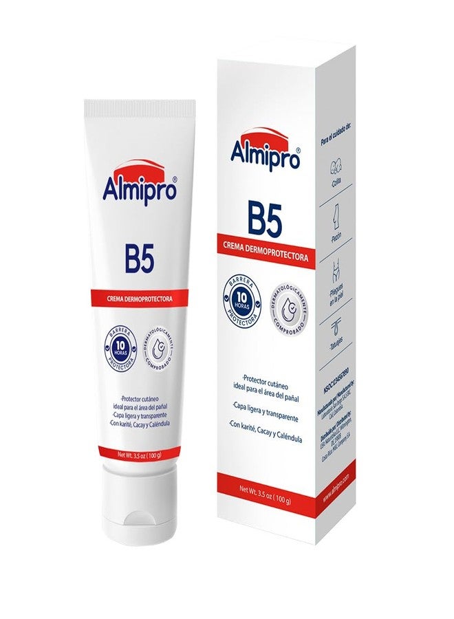 almipro B5 Dermo Protector cream. Moisturizing, repairing, protecting formula. Calendula and Cacay oil. Multi-Purpose Cream for Delicate Skin, Body, Hand Balm, Baby Safe. Soft & Clear texture. 3.5 oz - Image 1